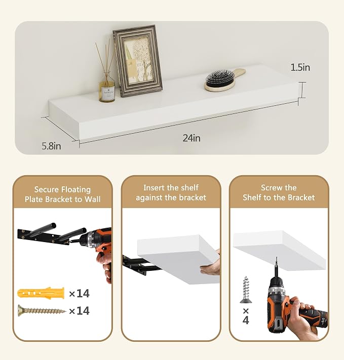 Vervida® White Floating Shelves - Image 3