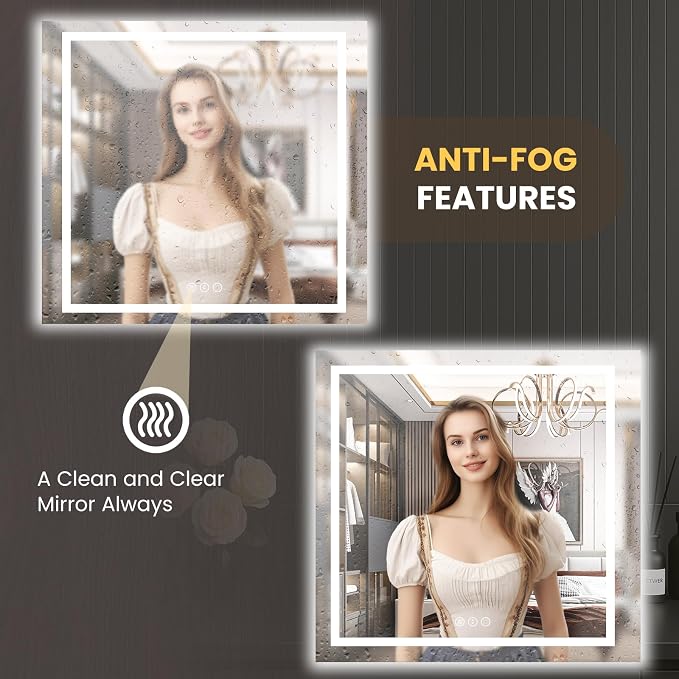 LOAAO 30"X30" LED Mirror for Bathroom, Lighted Bathroom Mirror - Image 5