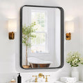 Bathroom Mirror 30x22 Inch Black Metal Frame Rectangle Vanity Mirror by SageNest