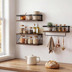 Fixwal Wall Mounted Bathroom Shelves Over Toilet, Rustic Wood Floating Shelves - Image 7
