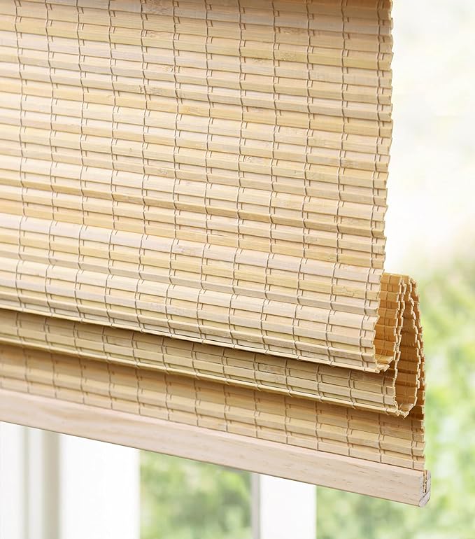LazBlinds Cordless Bamboo Roman Shades, Privacy Window Treatment, Roll Up - Image 3
