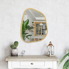 Gold Asymmetrical Mirror Large 20"x16" Irregular Oval Wall Mirror Modern Wood - Image 4