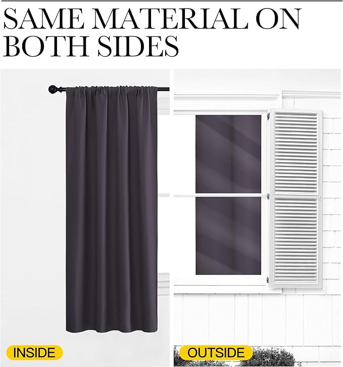 NICETOWN Blackout Curtains for Living Curtains, 1 Pair, 34-inch W x 84-inch L - Image 5