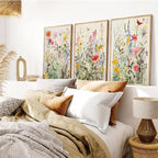 KISSFOX 3 Piece Watercolor Wildflower Botanical Framed Wall Art Colorful Floral - Image 5