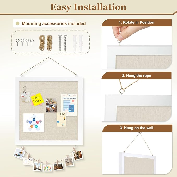 Double-Sided Cork Board with Linen, Picture Display Vision Board Kit Corkboards - Image 4
