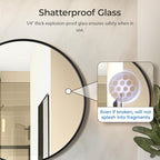 USHOWER Black Round Mirror for Over Sink 24-inch, Circle Bathroom Mirror - Image 2