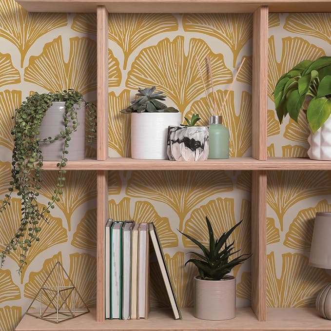 Tempaper x Novogratz Golden Mustard Feather Palm Removable Peel and Stick - Image 7