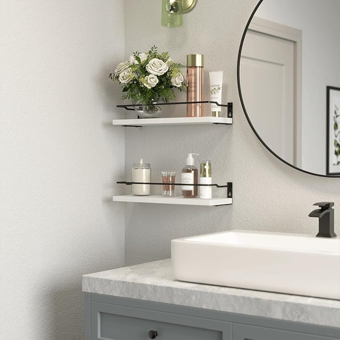 RICHER HOUSE White Bathroom Shelves, Small Floating Wall Mounted Shelf - Image 7
