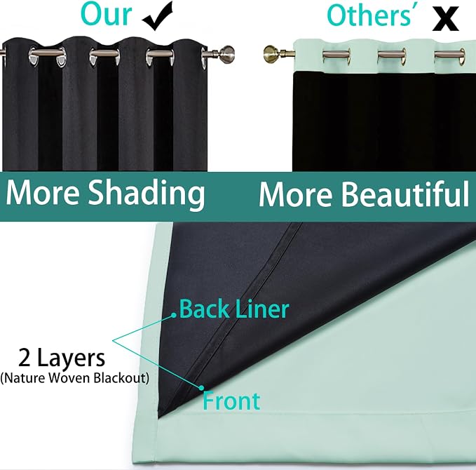 Yakamok 100% Blackout Lined Panels, Thermal Insulated Blackout Curtains - Image 5