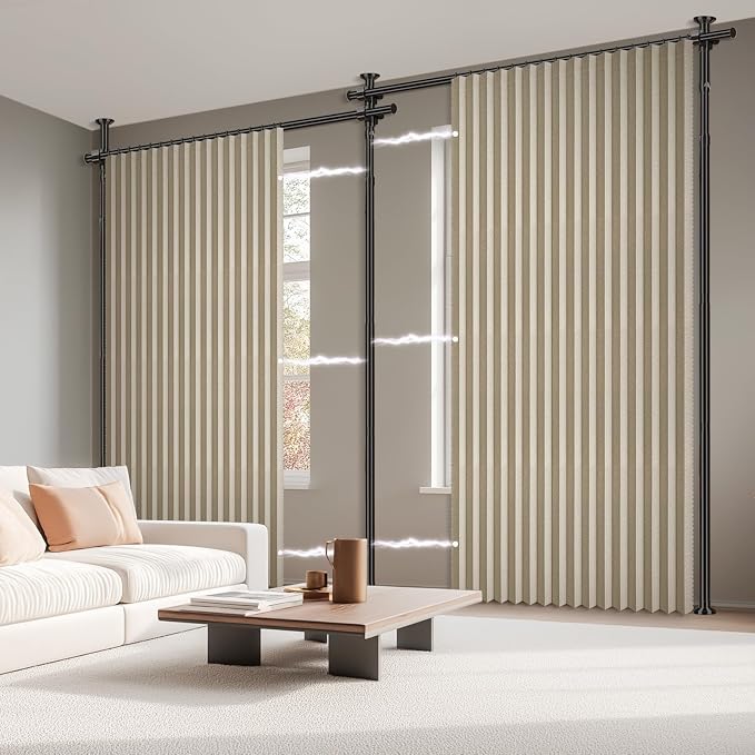 100% Blackout Room Divider Curtains Sets Beige W100 x L84 in, 2 Panels Curtain - Image 8