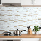 AULIGET 20 Sheets Faux Stone White Marble Peel and Stick Backsplash, PVC Mixed - Image 5