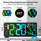 18" Digital Wall Clock Large Display, 11 RGB Color Changing Large Digital Wall - Image 5