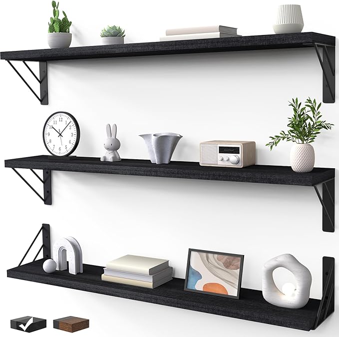 BAYKA Wall Mounted Floating Shelves, Wood Floating Wall Shelf by Bayka