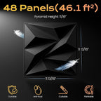 Sonicism Wall Panels Upgrade 48 Pack, 0.7”x11.8”x11.8”Pyramid 3D Wall Panels - Image 5