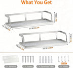 PUSDON 2-Pack Wide Hollowout Shower Caddy & Spice Rack, Wall Mount Bathroom - Image 3