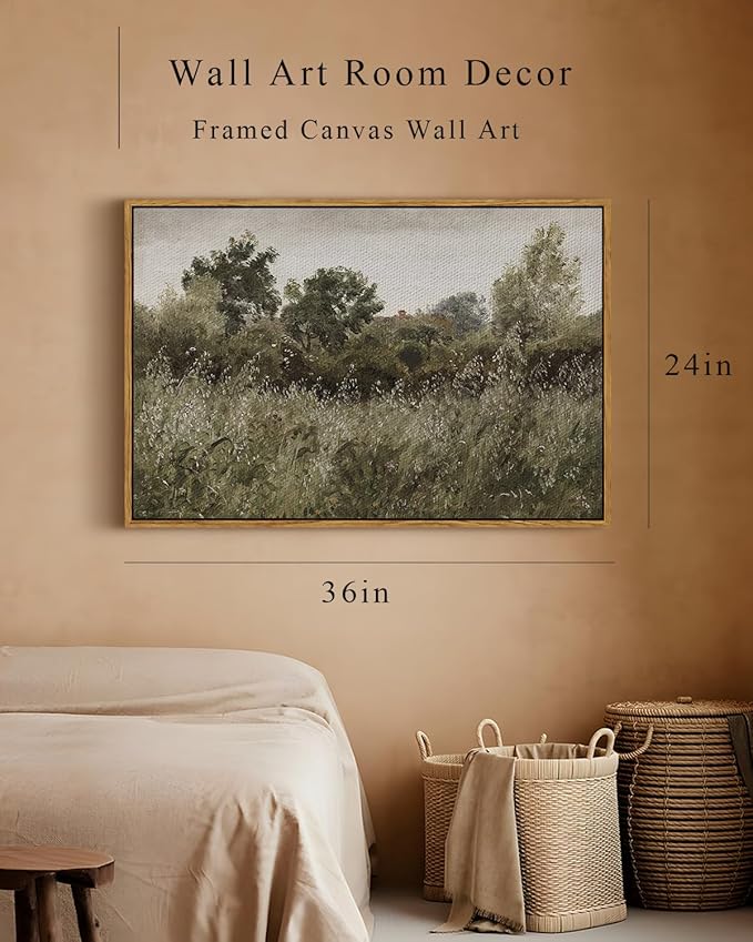 InSimSea Framed Canvas Wall Art, Countryside Field Modern Farmhouse Decor - Image 5