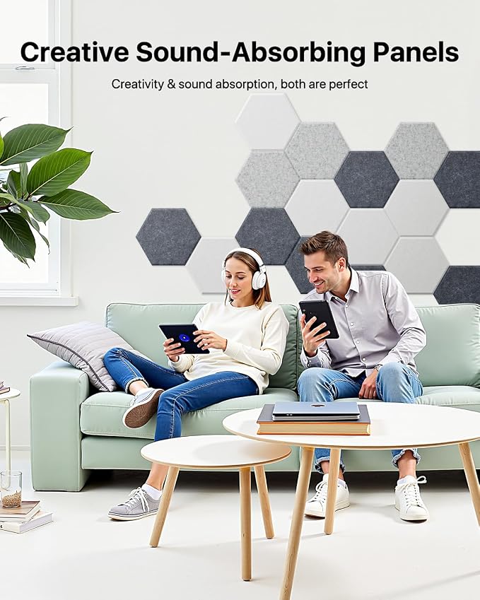 18 Pack Hexagon Acoustic Panels, Self-Adhesive Soundproof Wall Panels, High - Image 6