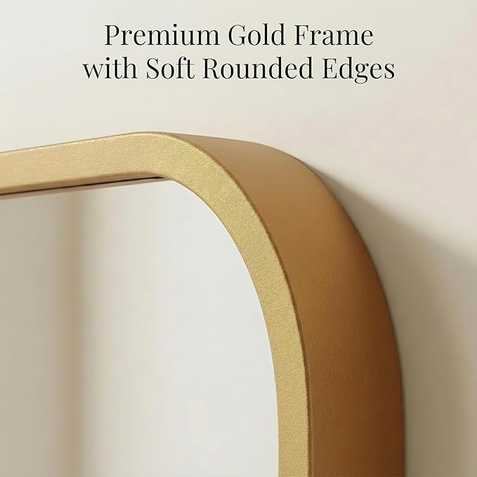30x36 Inch Matte Gold Bathroom Vanity Mirrors | Flush Mount Deep Set Metal Wall - Image 3
