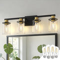 DORESshop Bathroom Light Fixtures, 4-Light Black and Gold Bathroom Lighting by DORESshop
