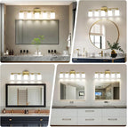 FonmYim Brushed Gold Bathroom Light Fixtures, 5-Light Modern Vanity Light Over - Image 3