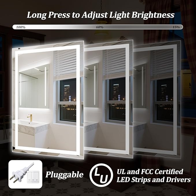 36"x30" Smart LED Bathroom Mirror - Image 4