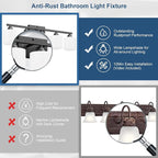 Black Bathroom Lighting Fixtures Over Mirror, 5-Light Anti-Rust Vanity Light - Image 2