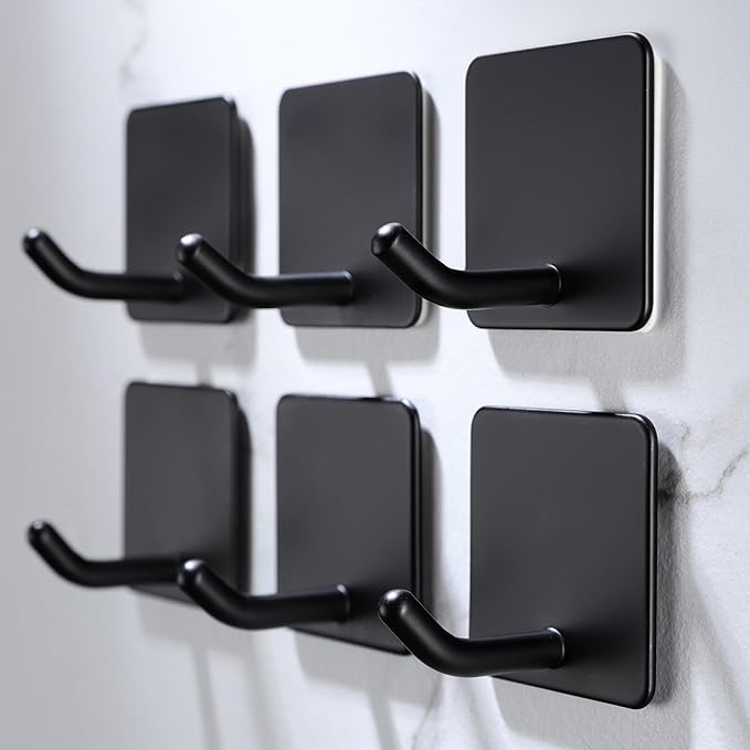 DELITON 6 Pack Towel Hooks for Hanging, Adhesive Hooks Stick on Wall for - Image 2