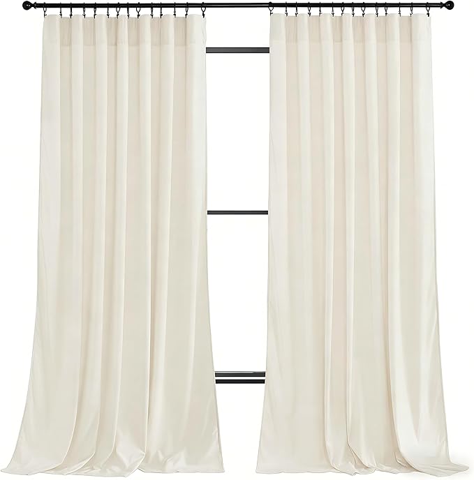 NICETOWN Ivory White Velvet Curtains 108" Length by NICETOWN