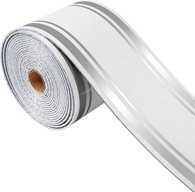 Thick Peel and Stick Baseboard Trim, 3.93" x 196.8" Wallpaper Borders, PVC+XPE by PGVALXOR