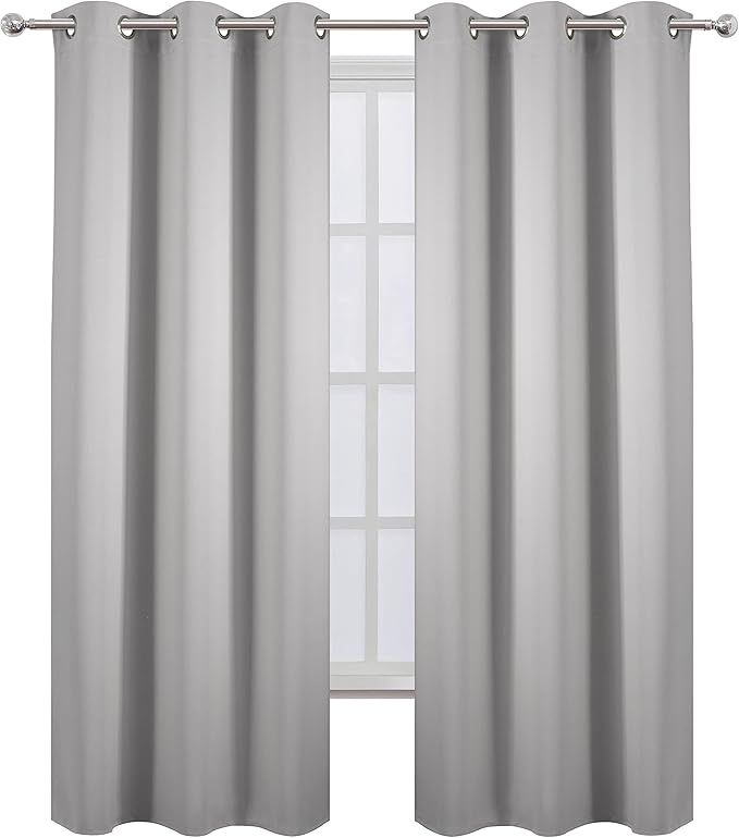 LEMOMO Light Grey Blackout Curtains 34 x 84 Inch Length/Set of 2 Curtain by Lemomo