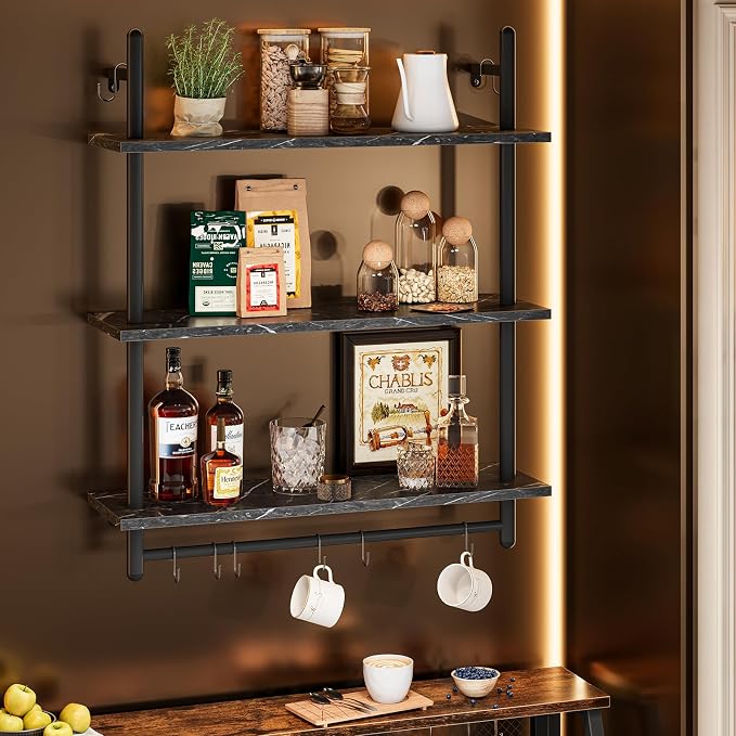 Bestier Floating Pipe Shelving, 31.5" Floating Kitchen Shelves Wall Mounted - Image 5