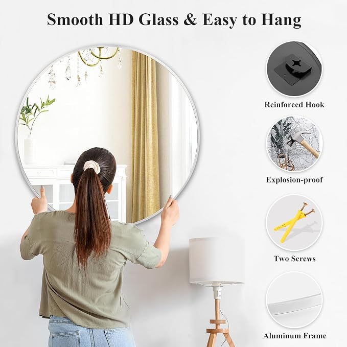 Fabuday Silver Round Mirror 30 Inch - Image 6