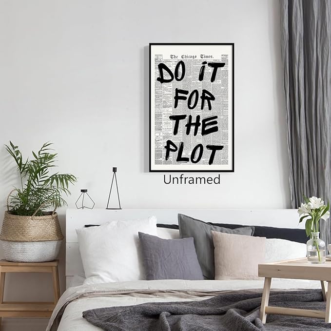 Enlaizhude Do It For The Plot Quote Poster, Vintage Black White Newspaper - Image 6