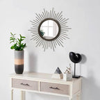 Large Spoked Sunburst Wall Mirror Boho Home Decor Round Wall Art Mirror Modern - Image 5