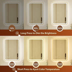 20x28 Inch Gold Framed LED Bathroom Mirror - Image 3