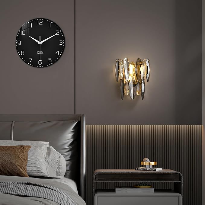 XNM Decorative Wall Clocks Battery Operated 14 Inch Black Wall Clock - Image 6