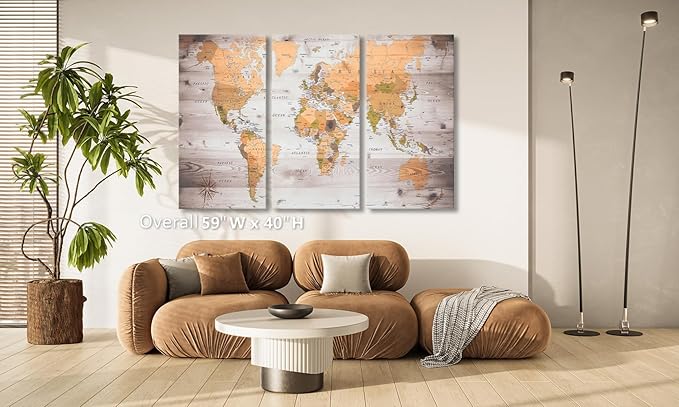 Large world map poster can be directly hung 40"x20"x3 modern framed wall art - Image 5