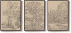 Large Vintage Framed Neutral Landscape Wall Art - Image 9