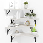 ROMGUAR CRAFT Corner Floating Shelves Wall Mounted Set of 4, Rustic Wood by ROMGUAR+CRAFT