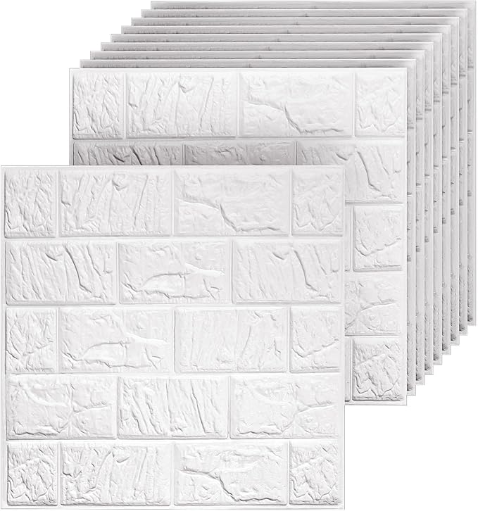 40 PCS 3D Wall Panels Peel and Stick Faux Foam 11.8"*11.8" White Brick Wallpaper by Umedol