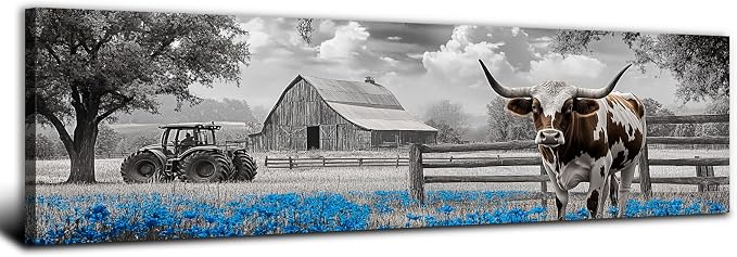 Highland Cow Wall Art Country Barn Truck Pictures by AREBOLOLLC