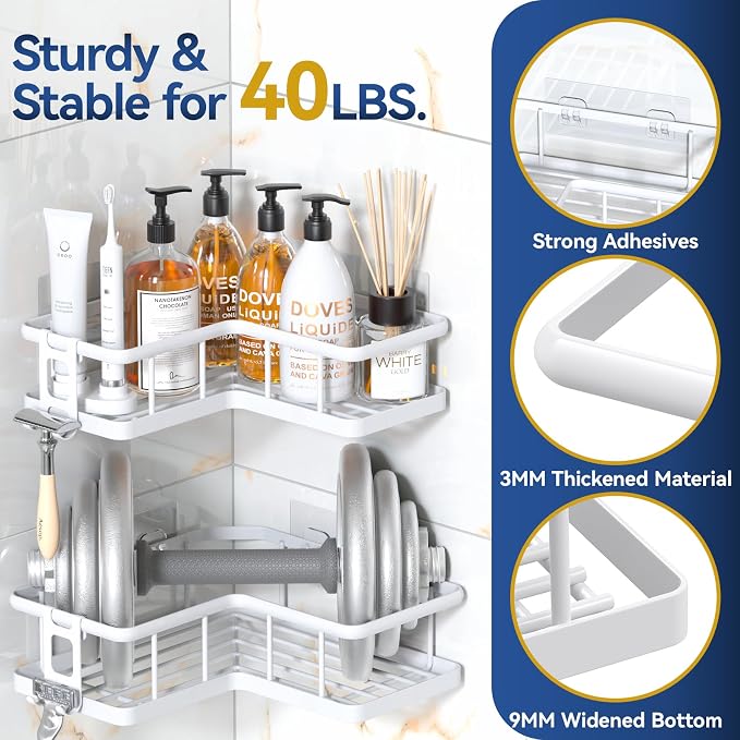 YASONIC Shower Caddy Corner, No Drilling Shower Organizer Corner - Image 4