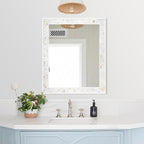 Tanmicoshomy 30 x 36 Inch White Bathroom Mirror, Natural Shell Framed Rectangle - Image 4
