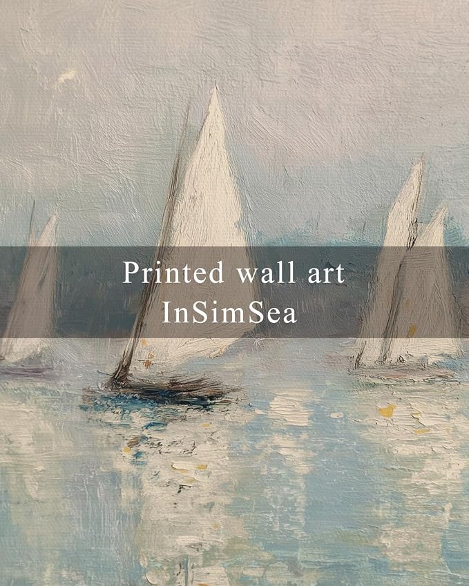 InSimSea Framed Canvas Wall Art, Vintage Sailboats Art - Image 4