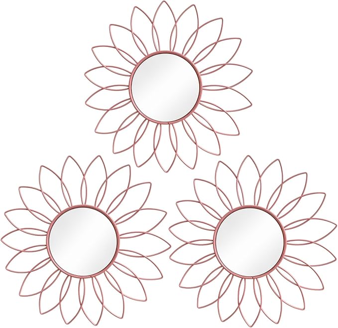 3 Pack Metal Mirrors for Wall Sunburst Wall Mirrors Home Décor Decorative by Uaussi
