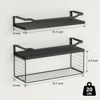 WOPITUES Floating Shelves with Wire Storage Basket, Bathroom Shelves Over - Image 3