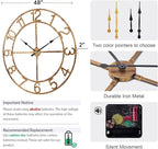 Large Wall Clock for Living Room Decor–48 Inch Silent Non-Ticking Modern - Image 3