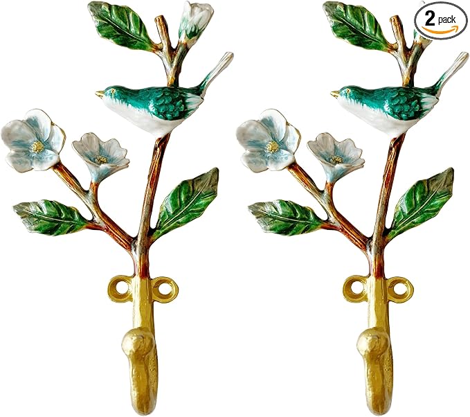 2 Pack Decorative Wall Hooks, Vintage Bird Shaped Metal Wall Hook by Pasiir