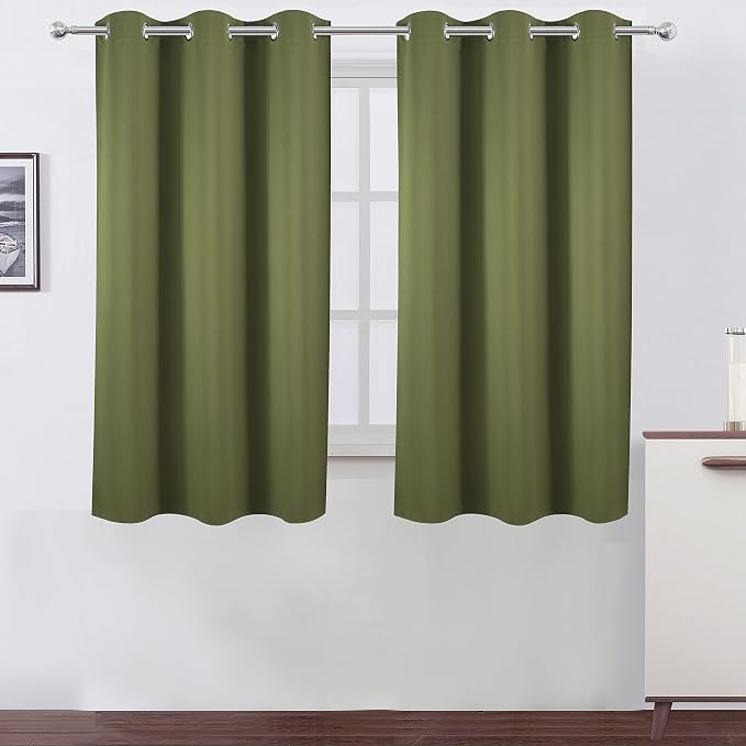 LEMOMO Oilve Green Blackout Curtains 38 x 54 Inch Length/Set of 2 Curtain by Lemomo