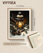 VIYYIEA Winter Framed Wall Art for Living Room, Oil Lamp Canvas Prints - Image 3